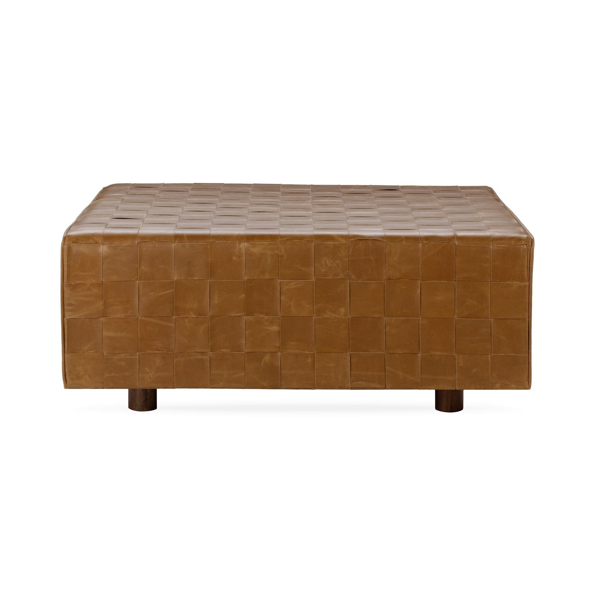 Bridgitte - Leather Square Ottoman - Autum Maple