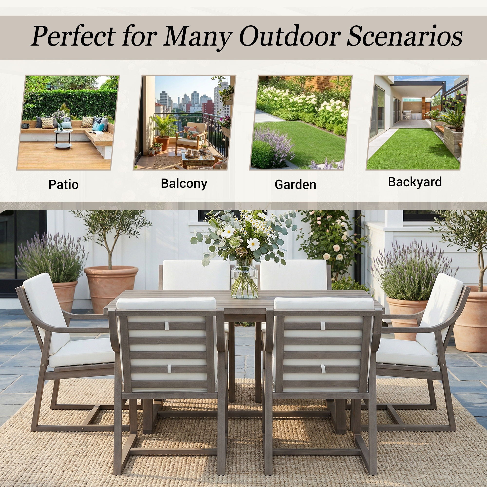 7 Piece Modern Outdoor Dining Set, Patio Furniture