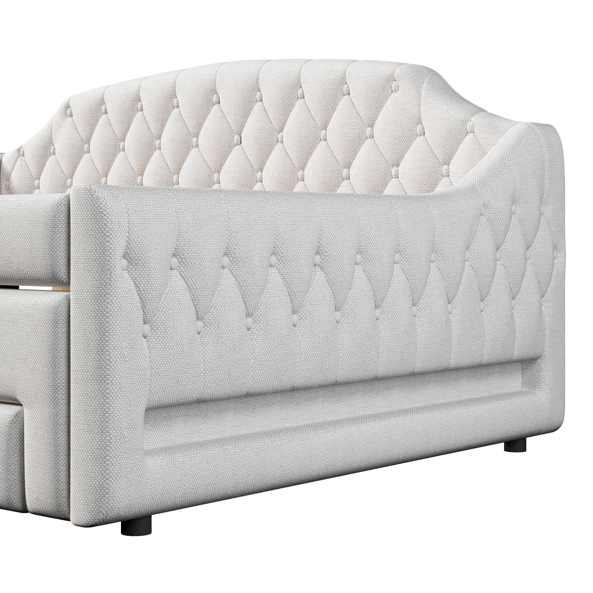 Upholstered Daybed With LED Belt, Trundle And 3 Drawers