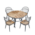 Contemporary Indoor Dining Set With Metal Legs, Birch, And Metal - Black / Natural