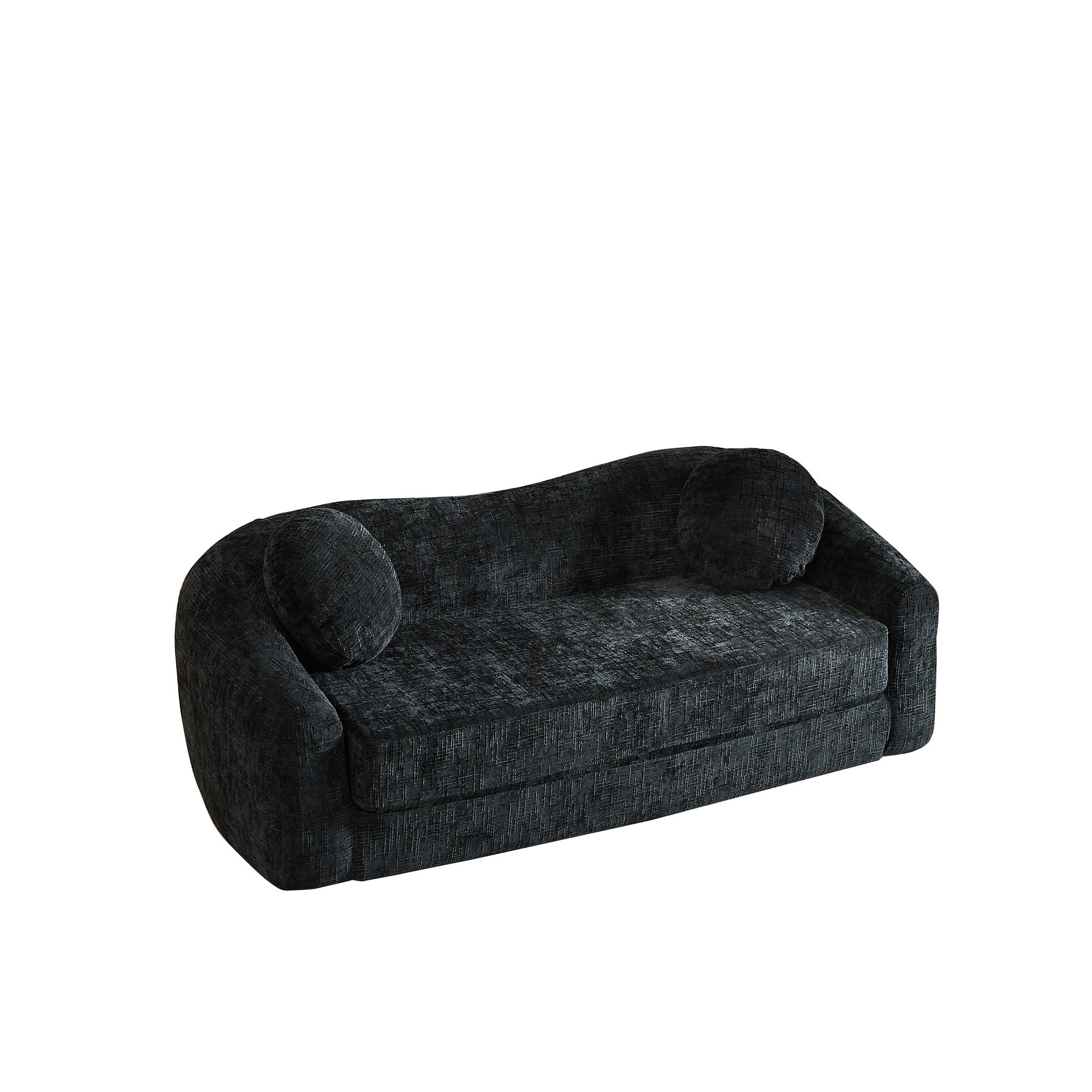 Curved Convertible Sofa, 2 In 1 Frameless Folding Sofa Bed With Pull Out Base And Deep Seat