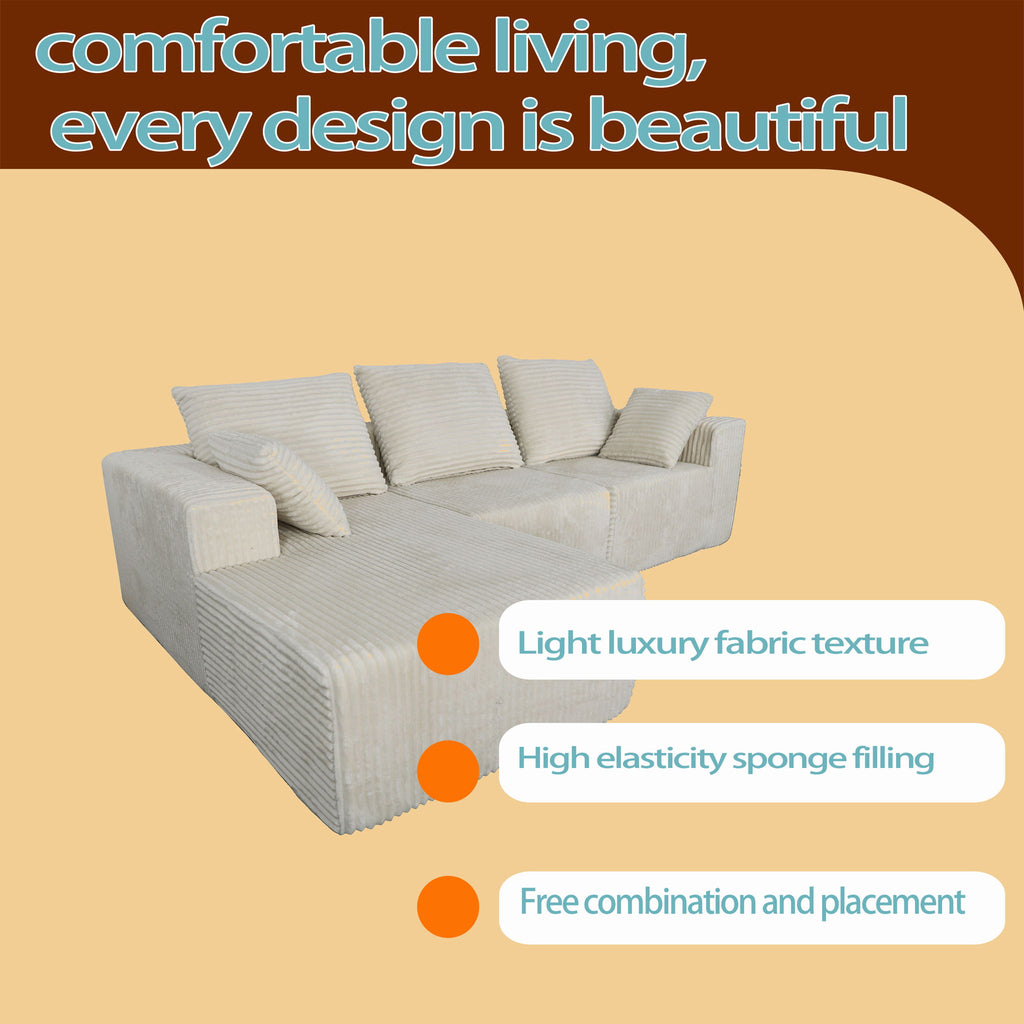 Corner Combination Sofa Sectional Couch With Soft Fabric