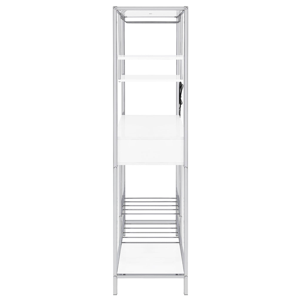 Draper - 5 Shelf LED Wine Cabinet With Pull Out Drawer - Gloss White