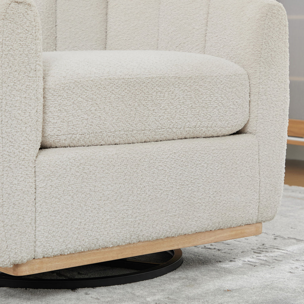 360 Degrees Swivel Upholstered Barrel Armchair For Living Room - Ivory