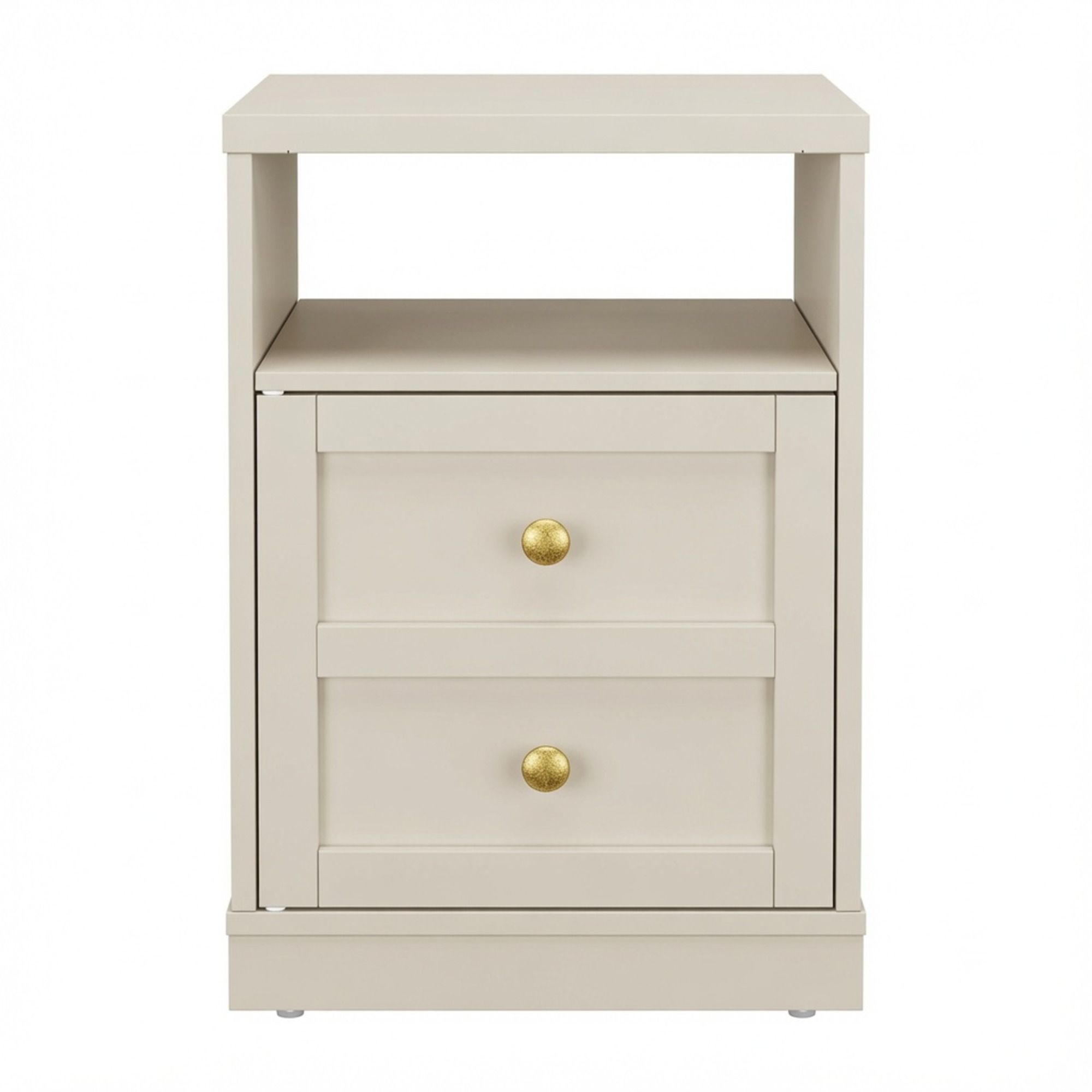 Nightstand With Door & Shelf, 2 Drawer Side Table