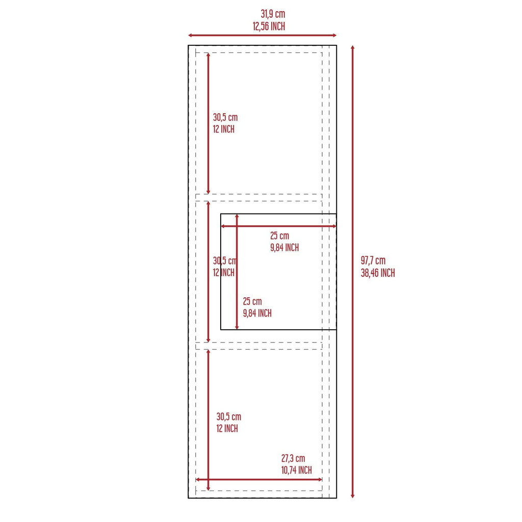 Medicine Single Door Cabinet, Three Shelves - Light Oak / White