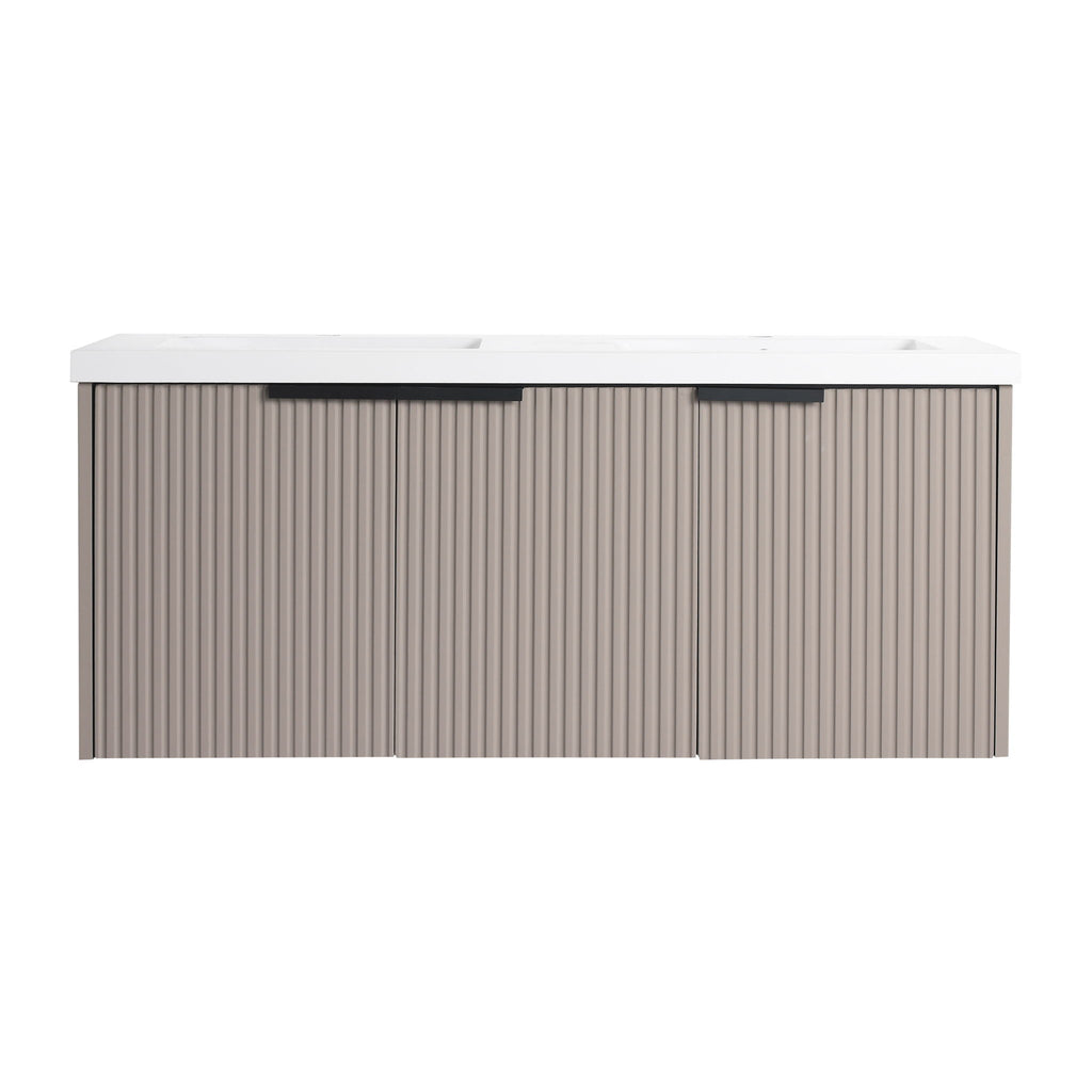 Contemporary Wall Mounted Bathroom Vanity With Resin Double Sink
