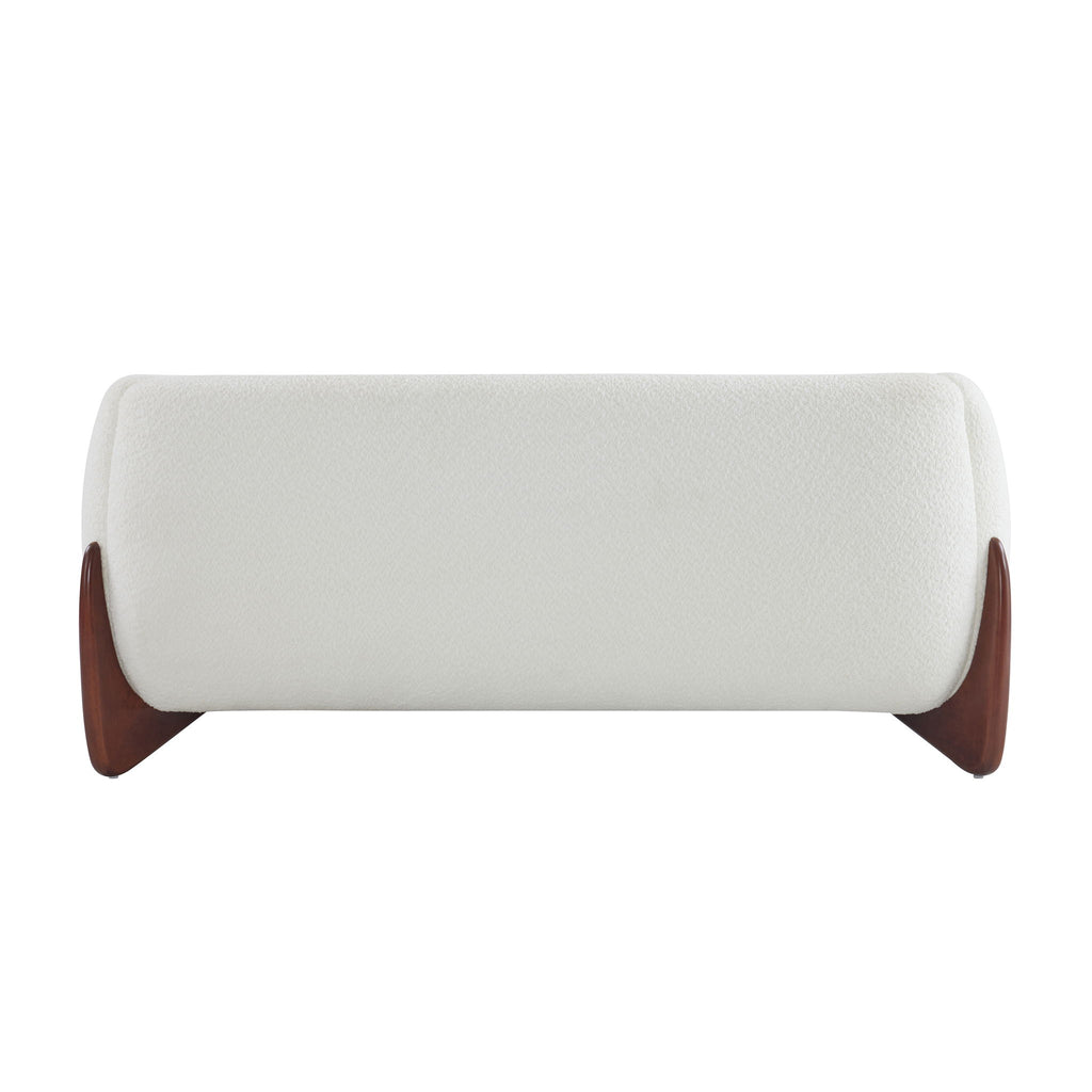 Contemporary Boucle Sherpa Sofa With Birch Wood Legs