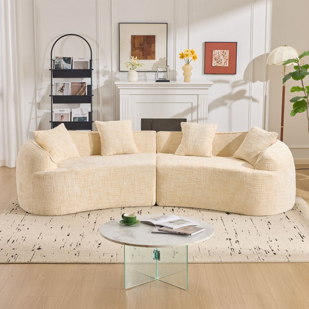 Curved Compressed Sofa, Nordic-Style Design For Living Room