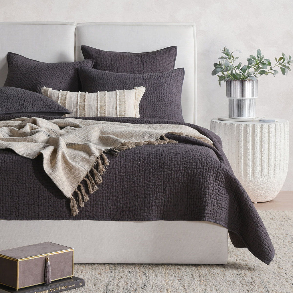 Danica - 3 Piece Queen Quilt Set - Charcoal