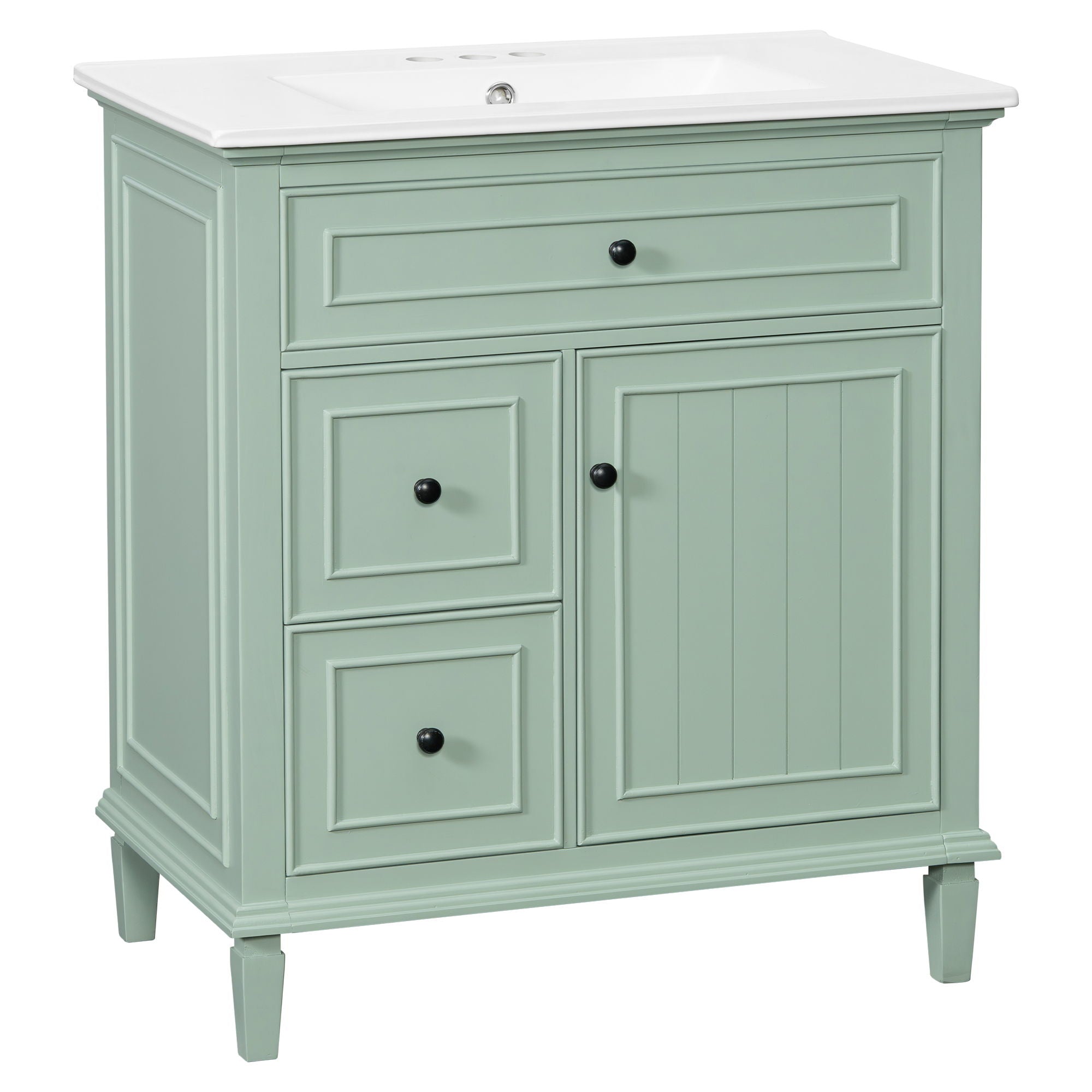 Modern Bathroom Vanity With Sink, Adjustable Shelf, Flip Drawer & 2 Drawers
