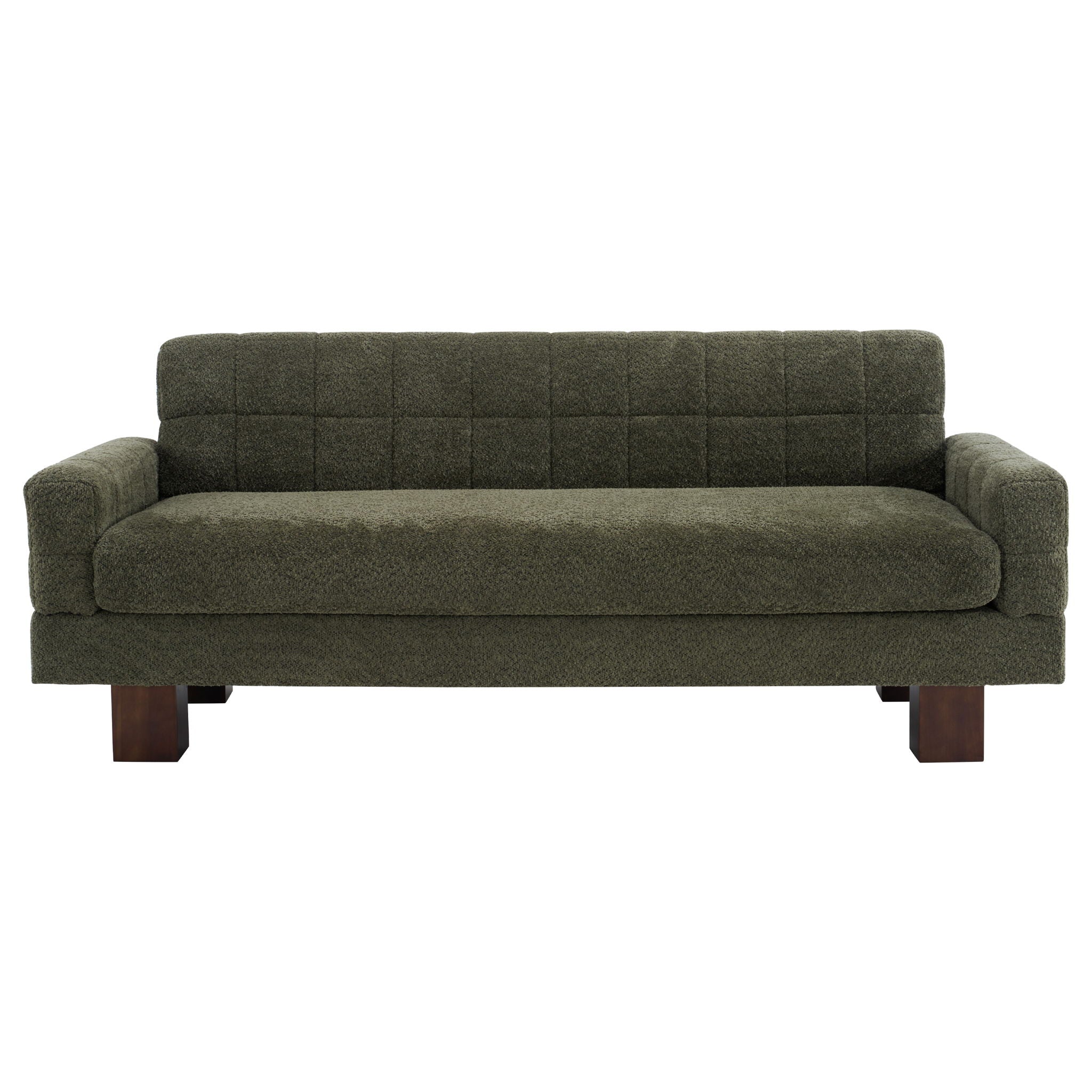 Modern Loveseat Sofa, 2 Seater With Square Arms For Living Room