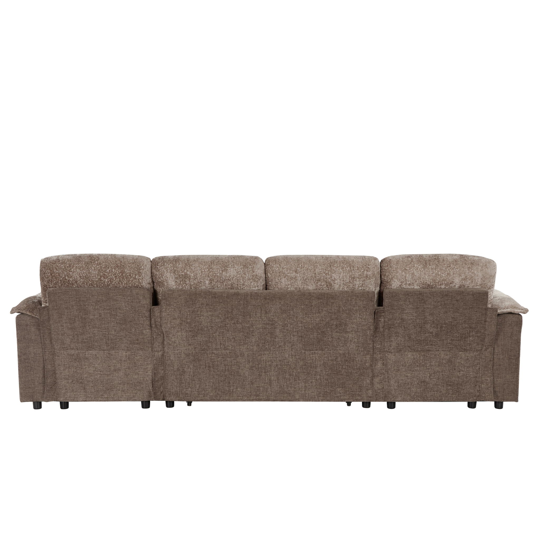 Modern U-Shaped Sleeper Sectional Sofa Bed With USB Ports, Cup Holder, And Hidden Storage