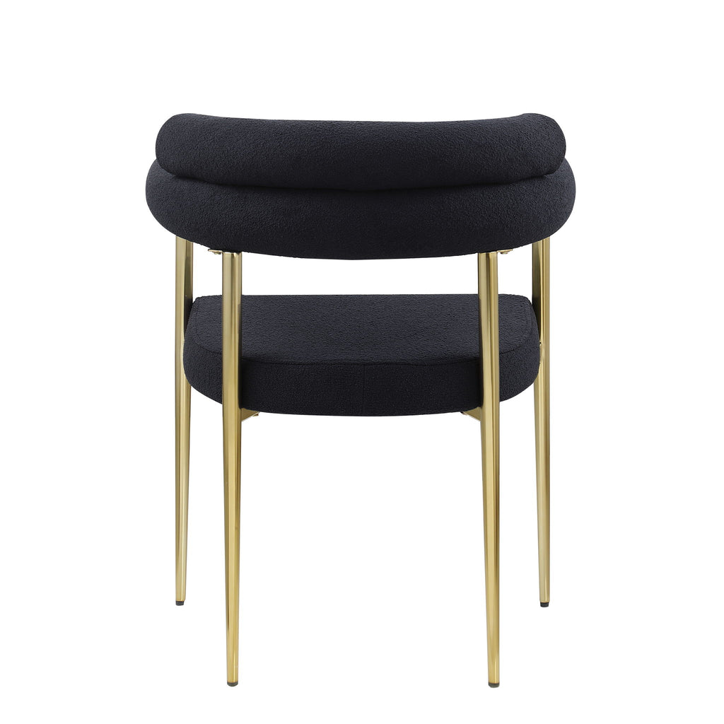 Dining Chairs (Set of 2), Mid-Century Modern Dining Chairs, Kitchen Dining Room Chairs, Round Boucle Backrest Sherpa Dining Chair With Brushed Metal Legs