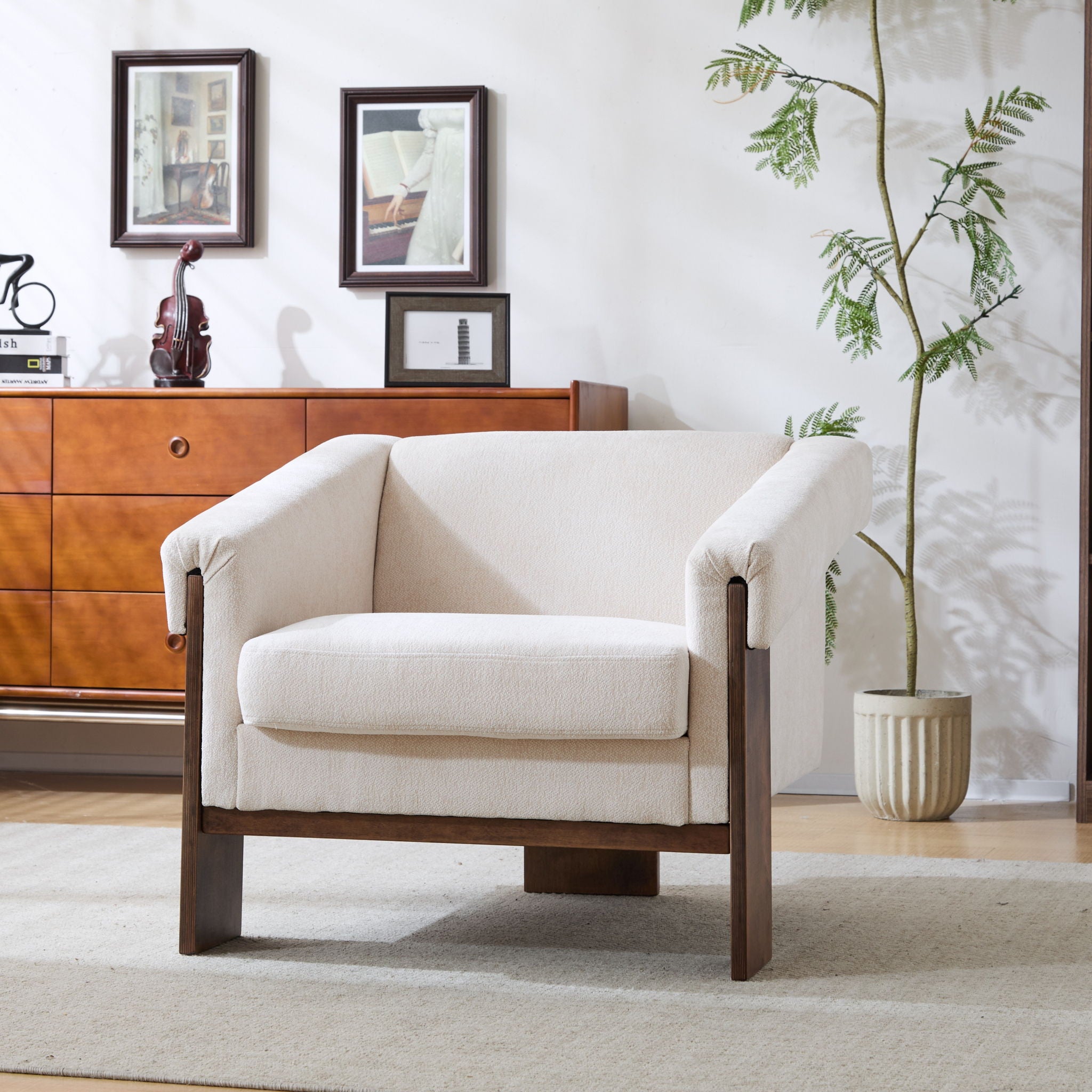 Sierra - Vintage Modern Accent Chair With Deep Cushions And Wide Armrests