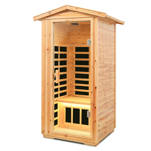 1 Person Far Infrared Old Fir Outdoor Sauna Room - Natural