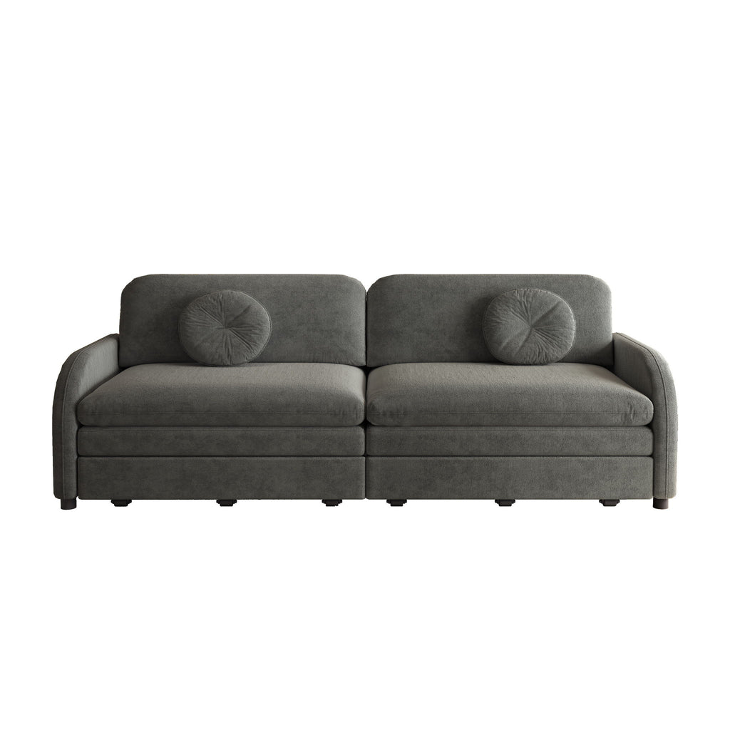Upholstered Pull Out Couch With Side Pocket & USB Port