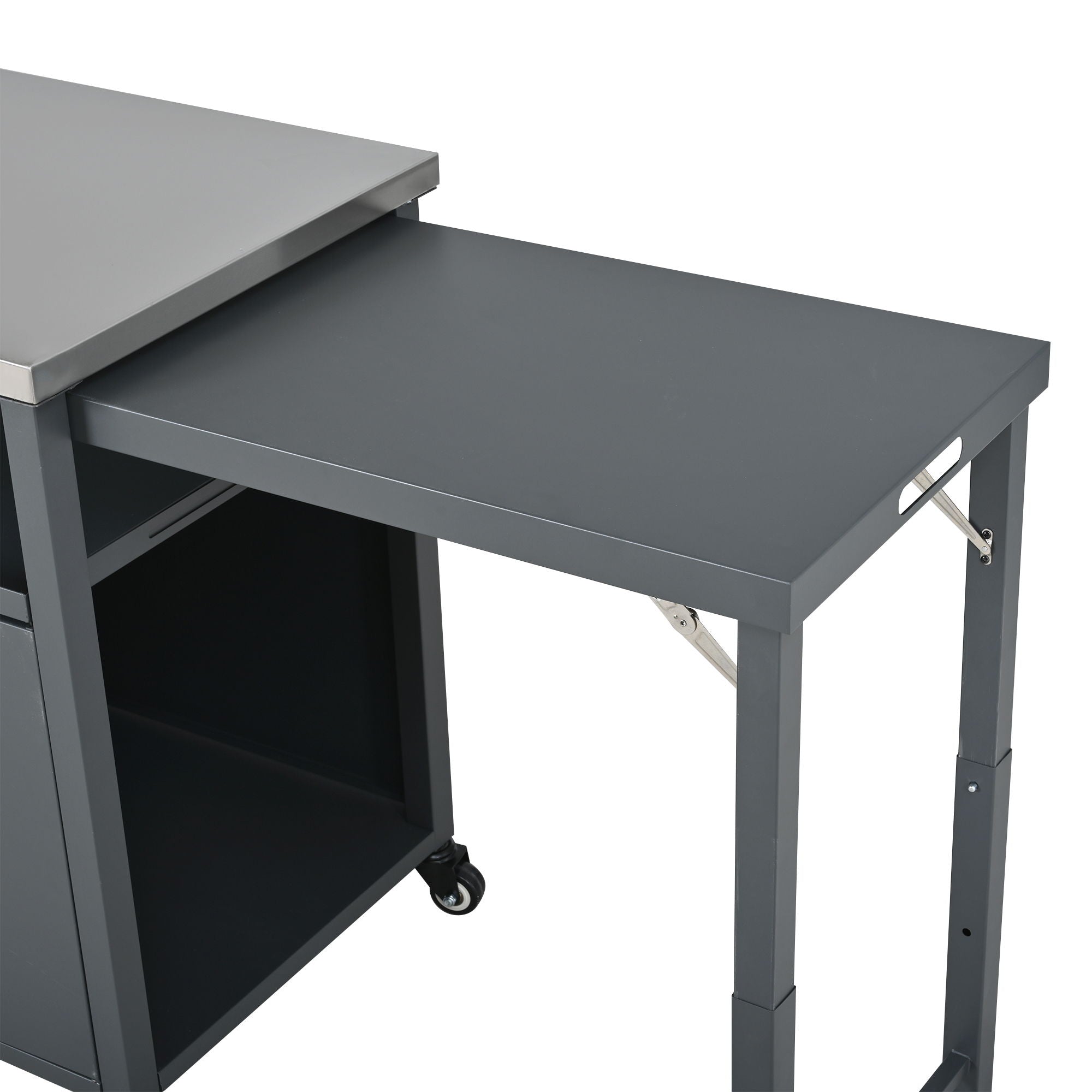 Foldable Outdoor Prep Station BBQ Cart With Trash Rack