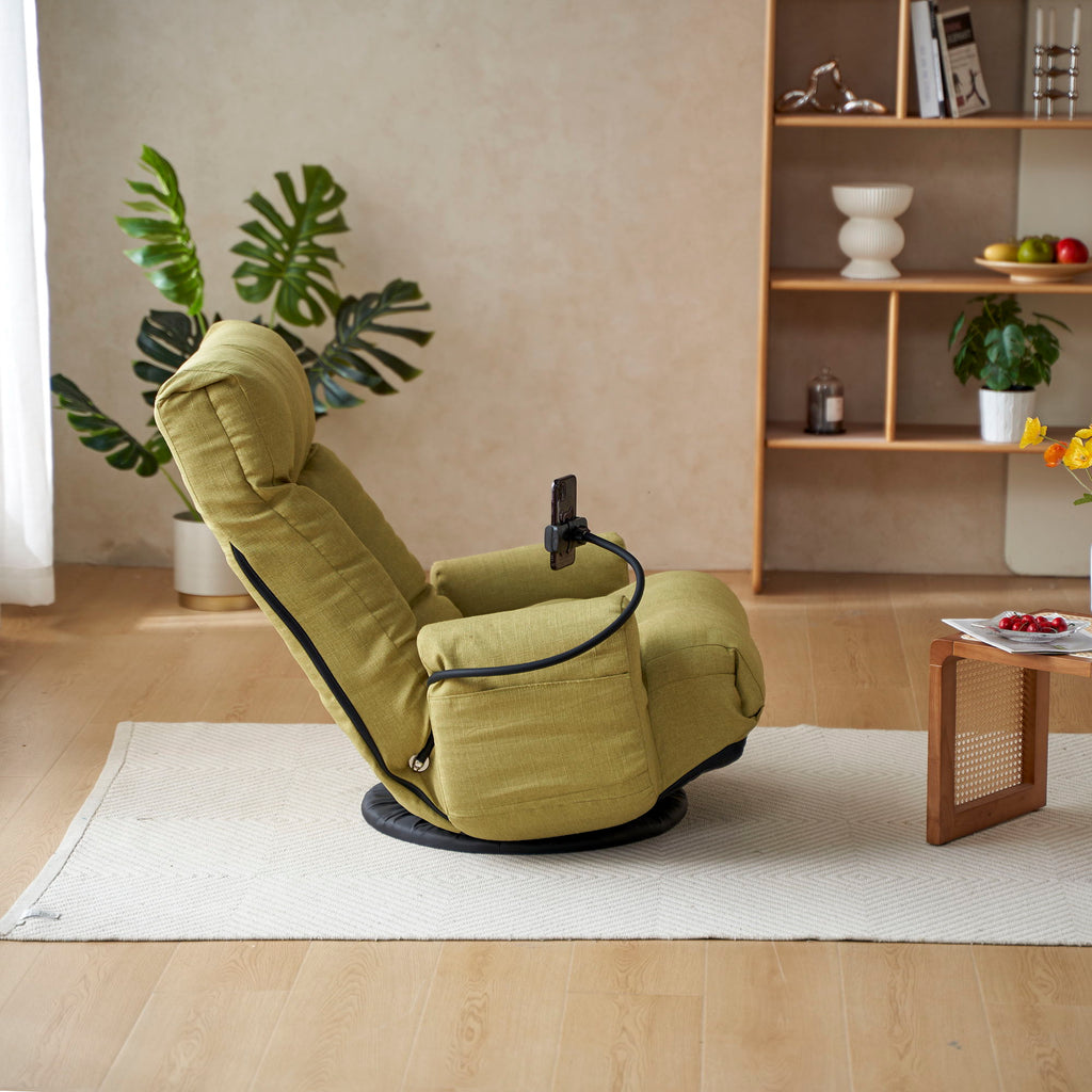 Adjustable Swivel Lounge Chair With 360 Degree Rotating Seat And Headrest Support