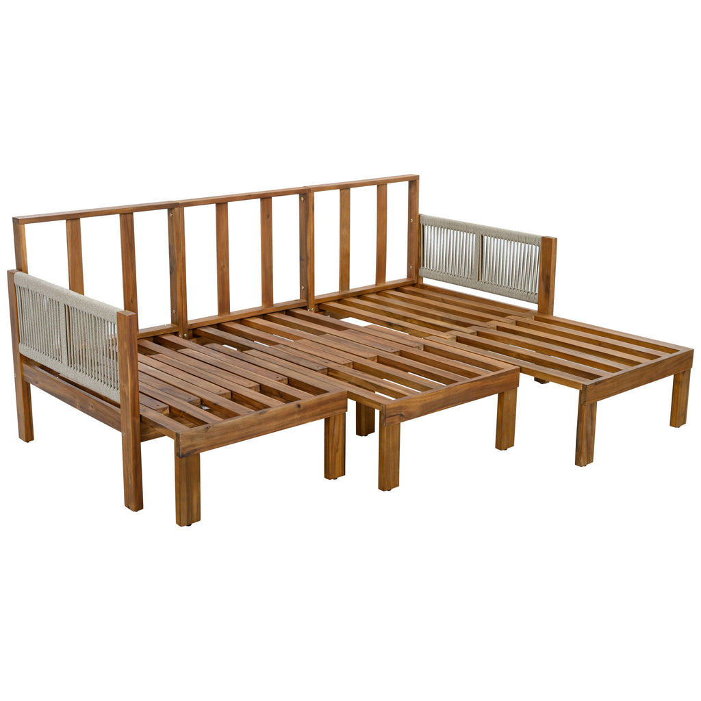 Outdoor Daybed, Patio Sofa Bed, 3 Seat Convertible Sunbed