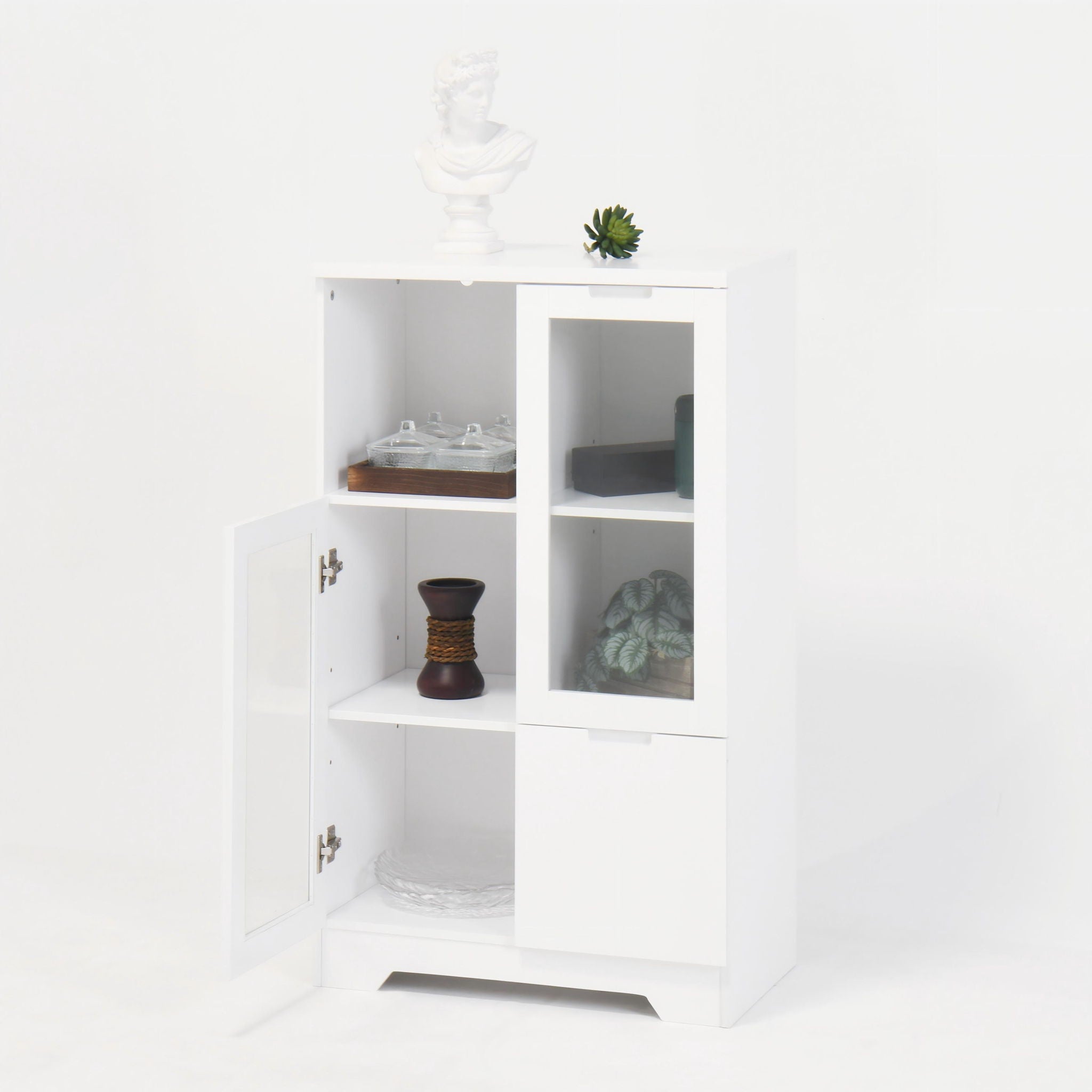 Modern Cabinet With Glass Doors And Drawer