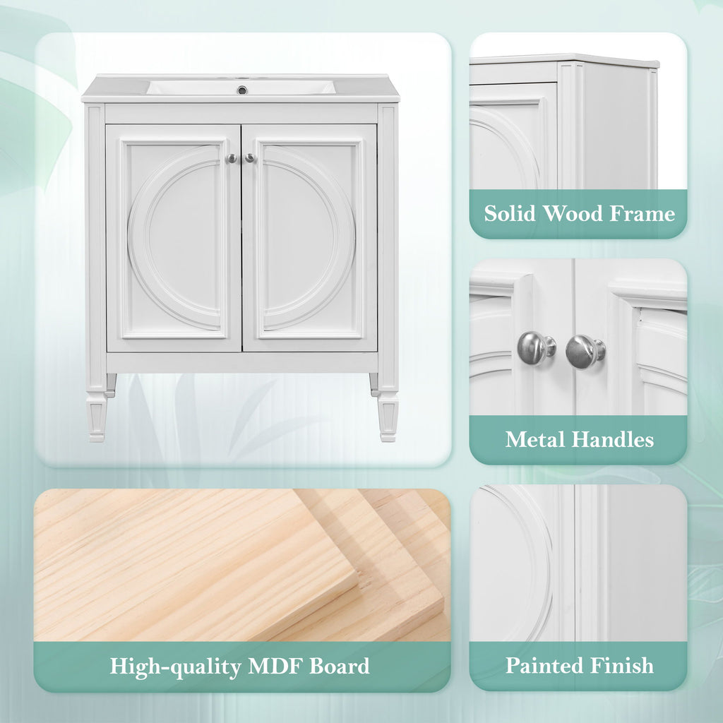 Double Sink Bathroom Vanity Set With Wall Mount Mirror Cabinet