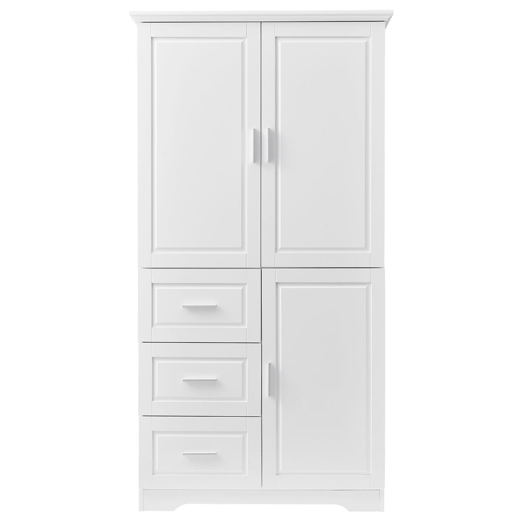 Tall Wide Storage Cabinet With Doors, 3 Drawers