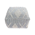 Diamond - Handcrafted Faux Yarn Pouf - Ivory / Gray