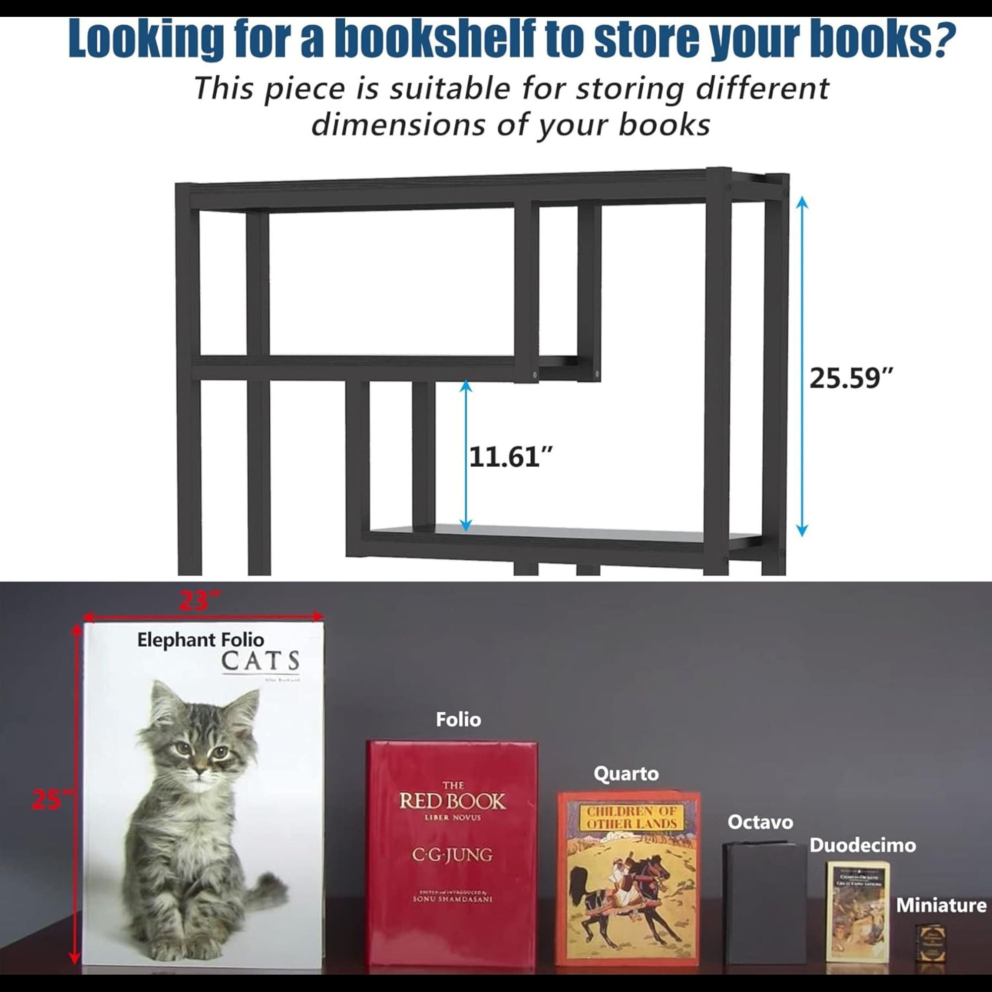 6 Tier Etagere Bookcase With Asymmetrical Shelves For Living Room