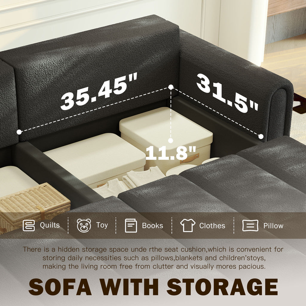 4-Seater Modern Couch With Seats Storage