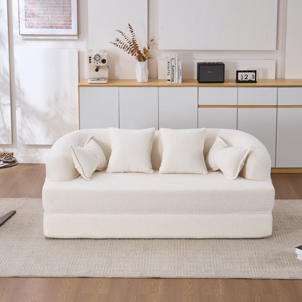 Foldable Sofa Bed, Boneless Couch Convertible Sleeper With 4 Pillows