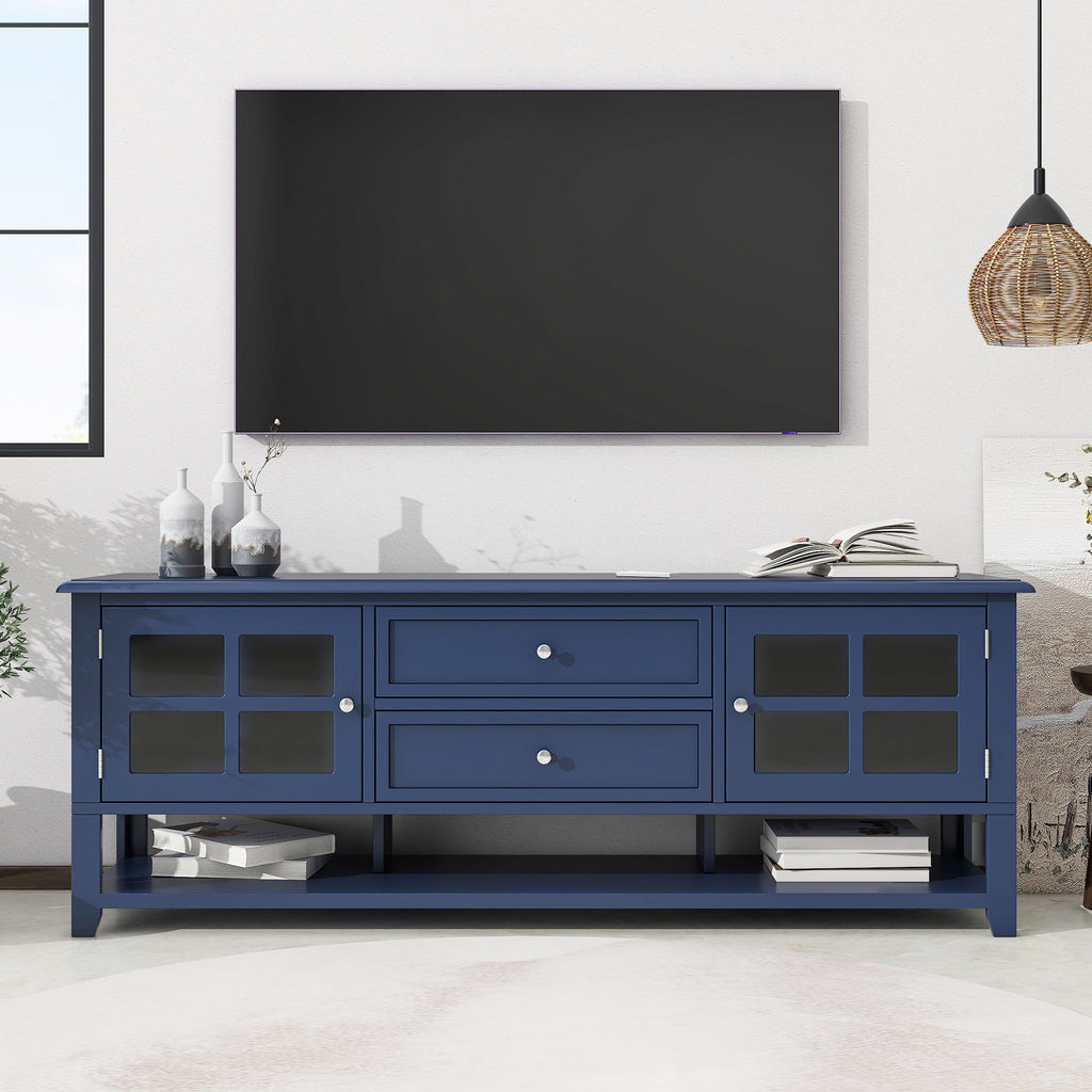 TV Stand, Entertainment Center With Dual Drawers And Hidden Storage, Cabinet With Soft Closing Doors And Sleek Panel Design
