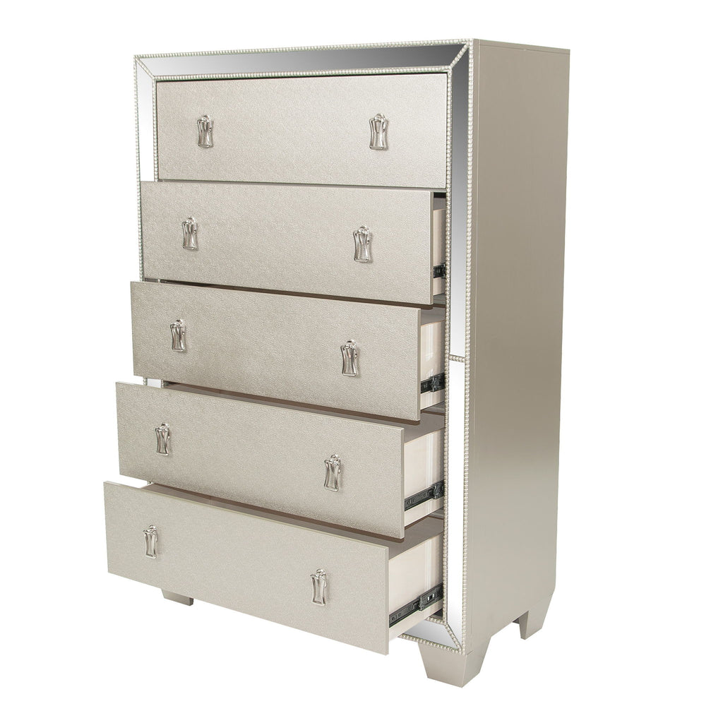 5 Drawer Chest Bedroom Furniture - Silver