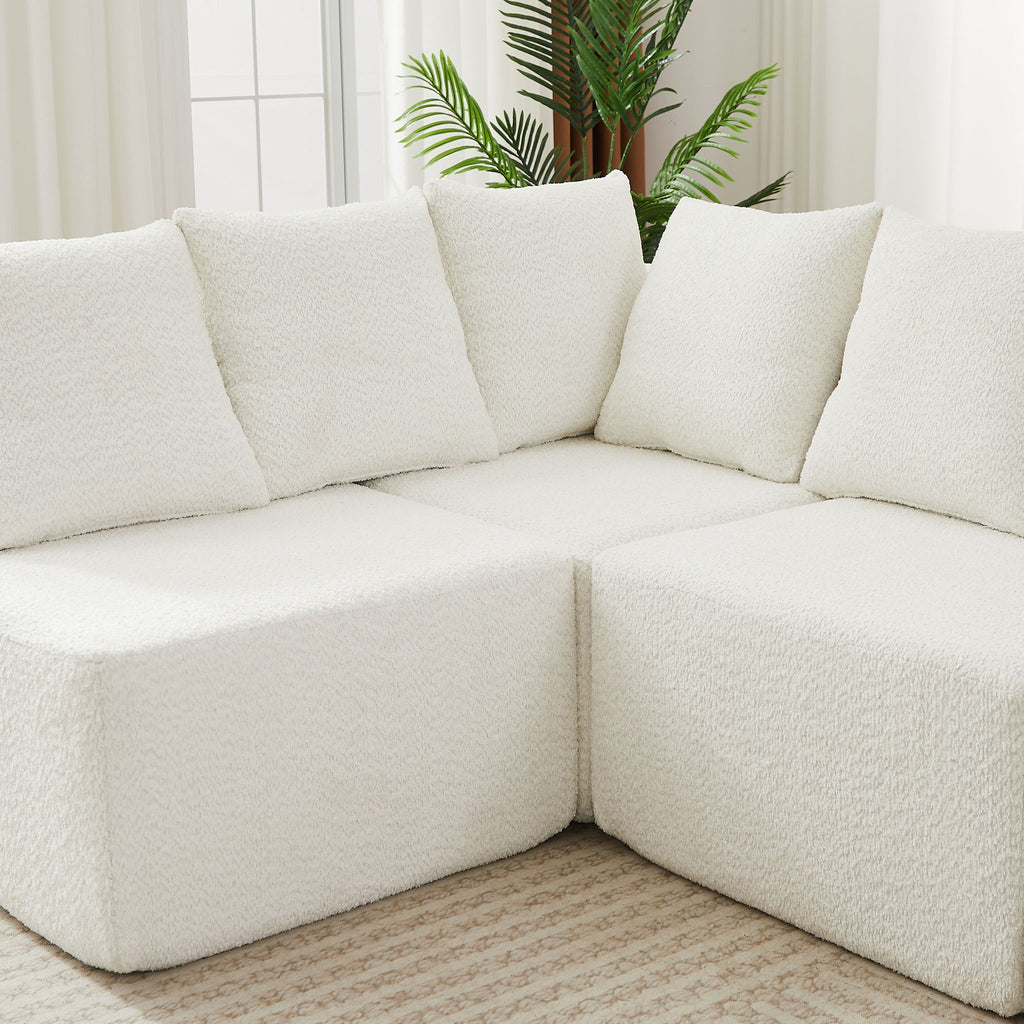 L - Shaped Modular Sofa With Deep Seat And 11 Pillows