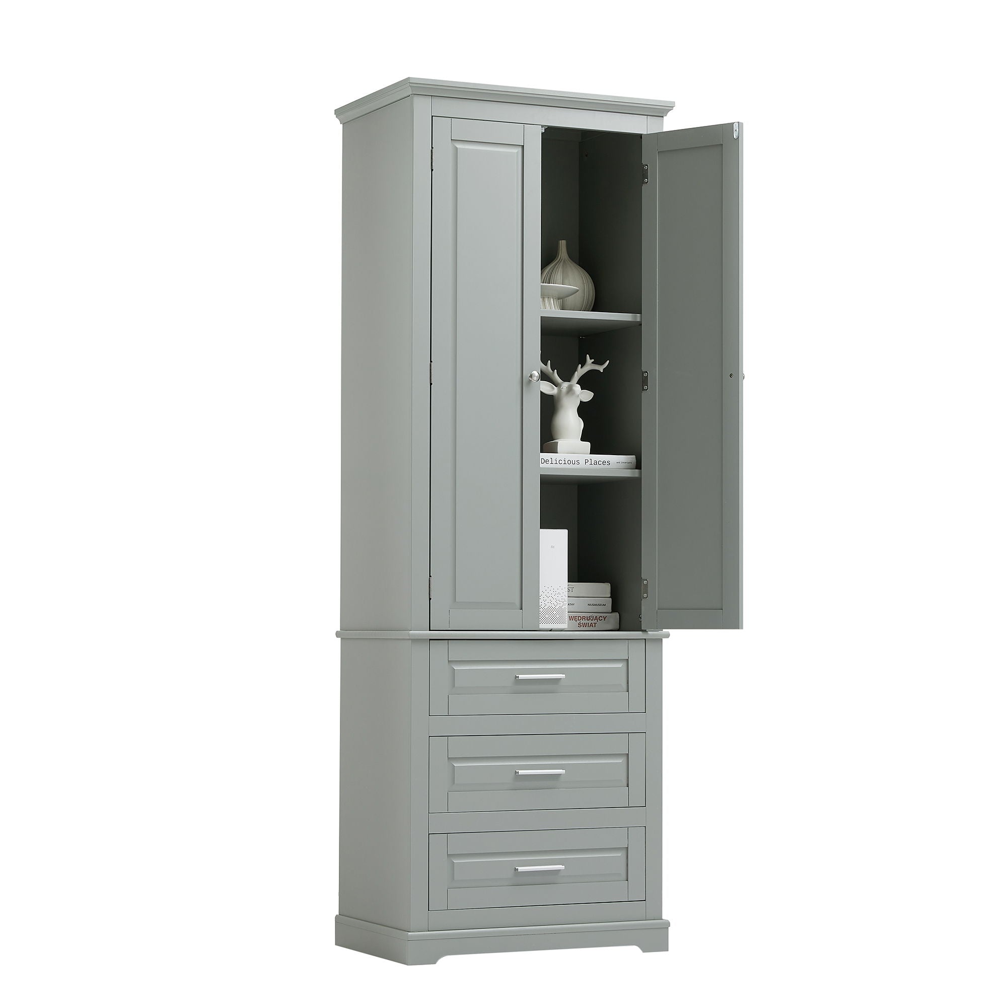 Tall Storage Cabinet With 3 Drawers For Bathroom
