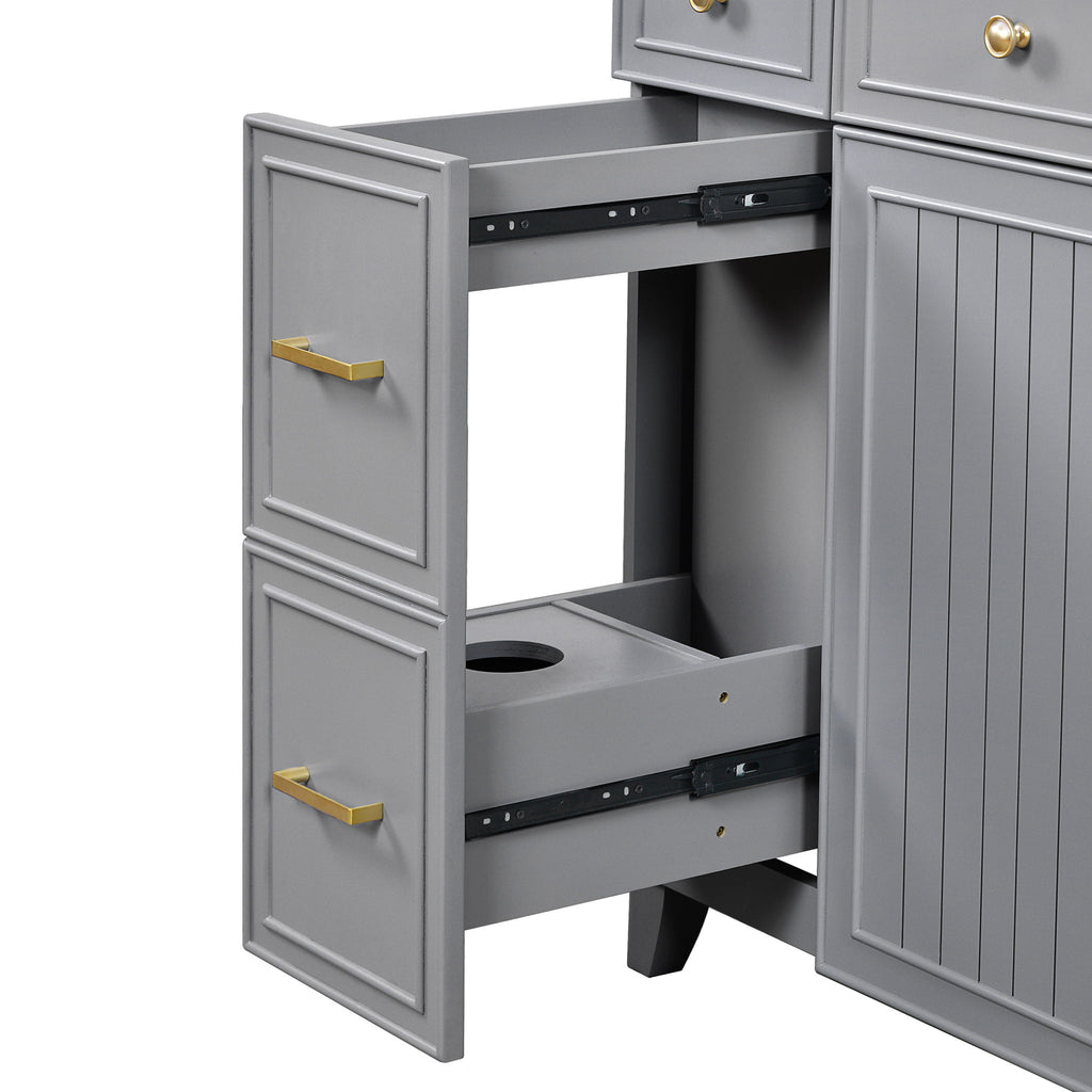 Bathroom Vanity With Ceramic Sink, Soft Close Doors, Adjustable Shelves