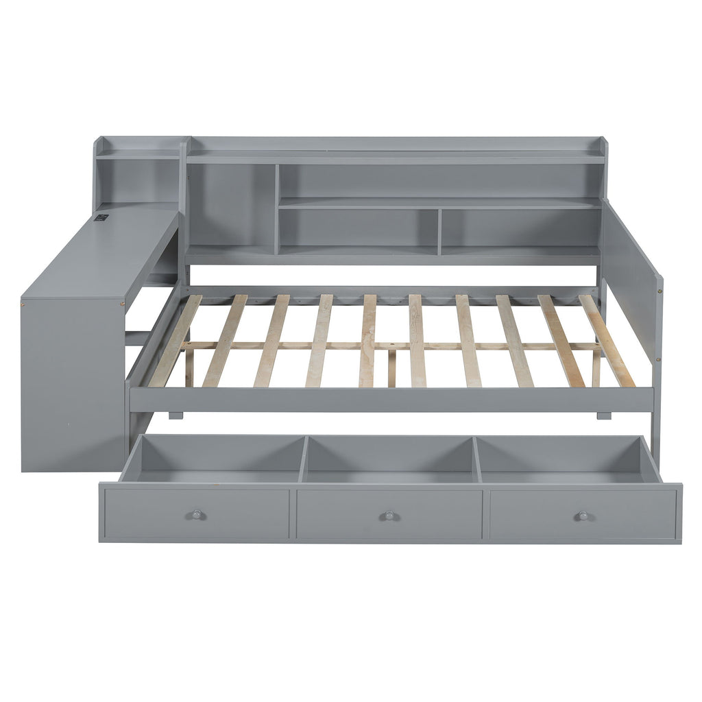 Daybed With 3 Drawers USB Ports And Desk