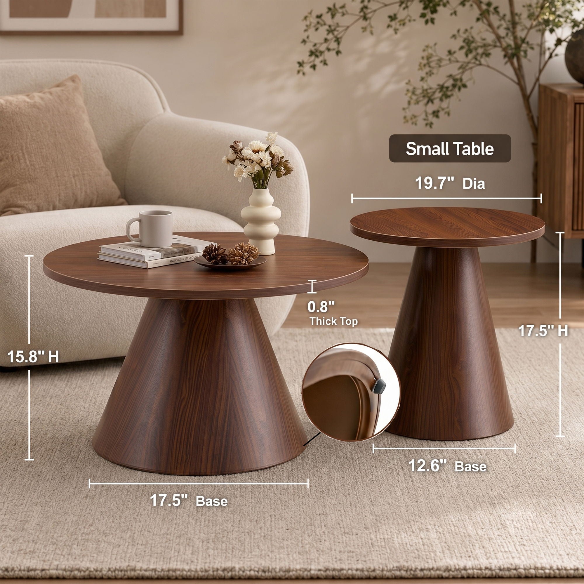 Modern Nesting Coffee Table Set For Living Room