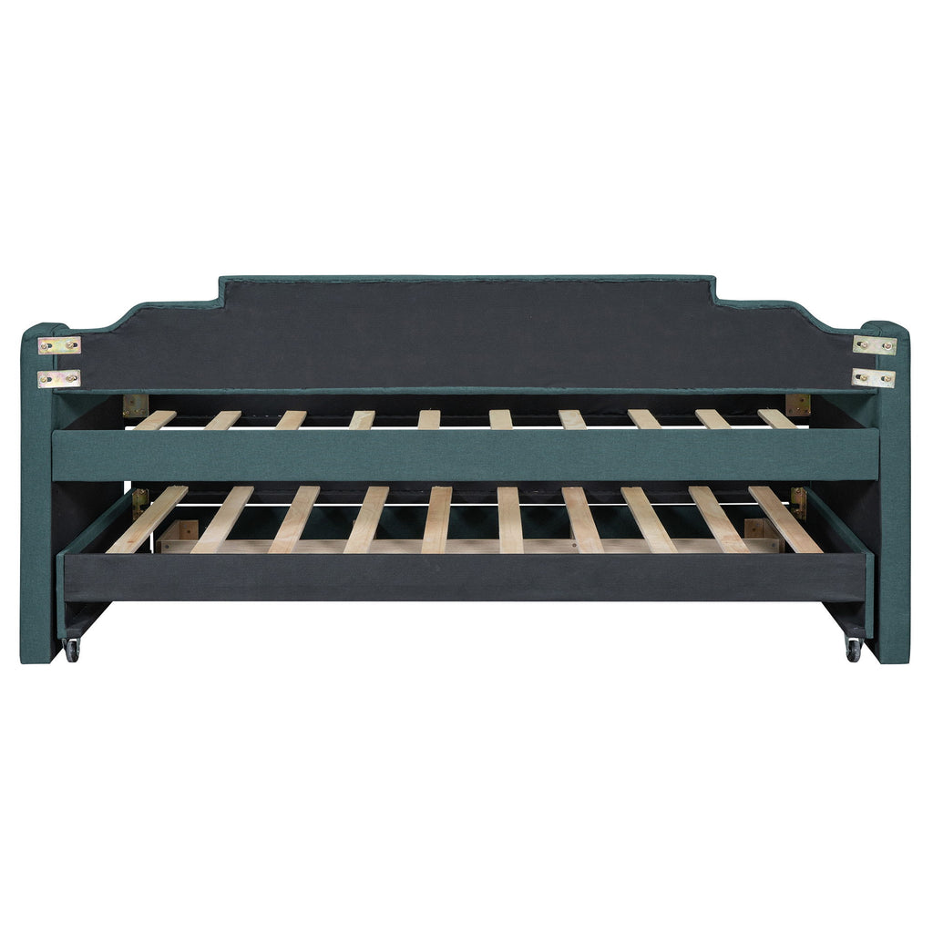 Upholstered Simple Design Daybed With Trundle And 3 Drawers