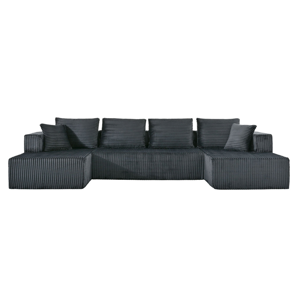 U-Shaped Modular Sectional Sofa With Double Chaise, Oversized Deep Seat For Living Room