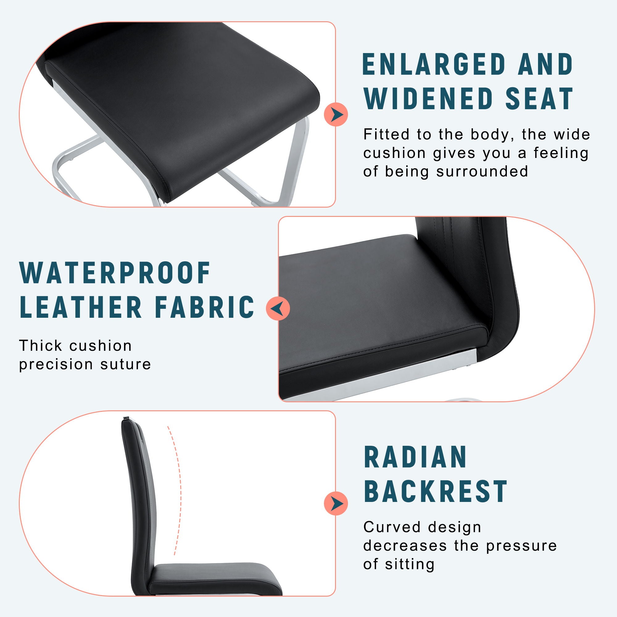 Bow Shaped Chairs, Ergonomic Design, Non Slip Base