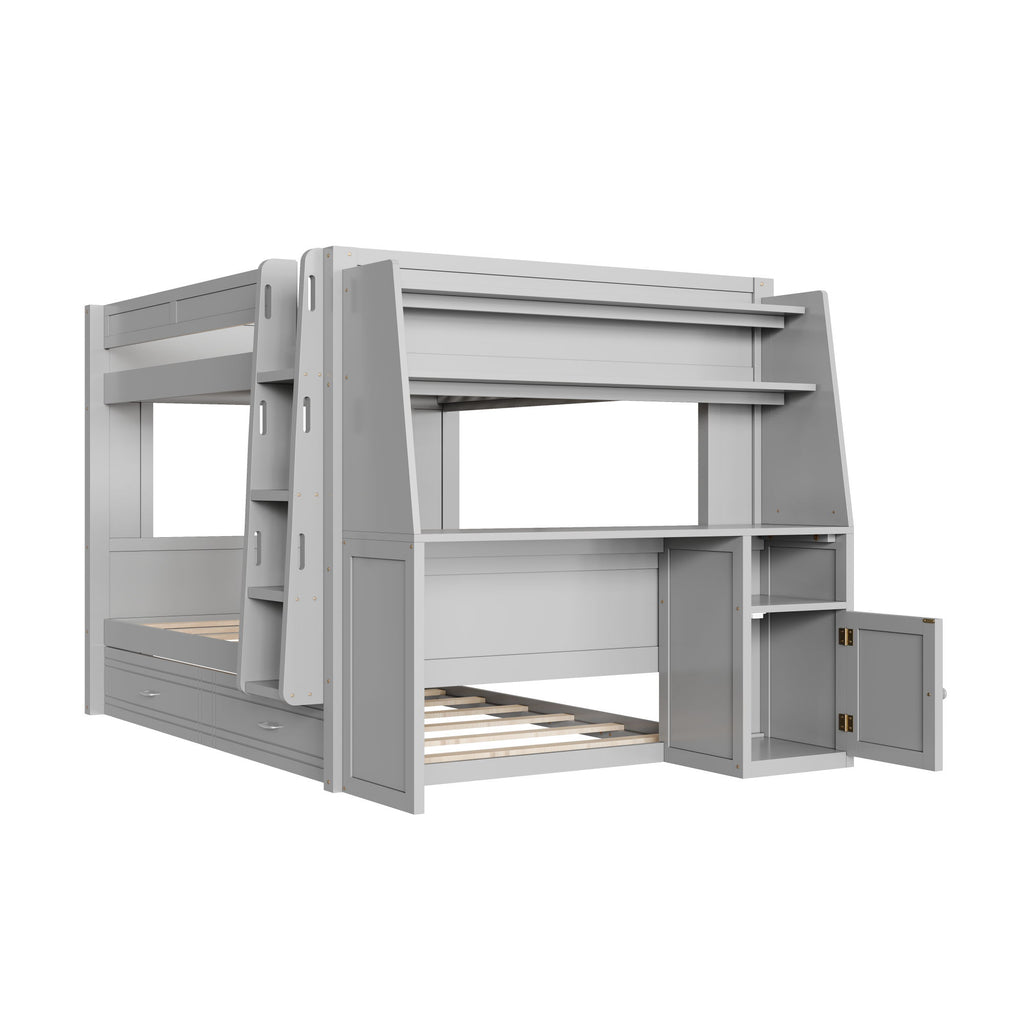Multifunctional Bunk Bed With Desk, Bookshelves