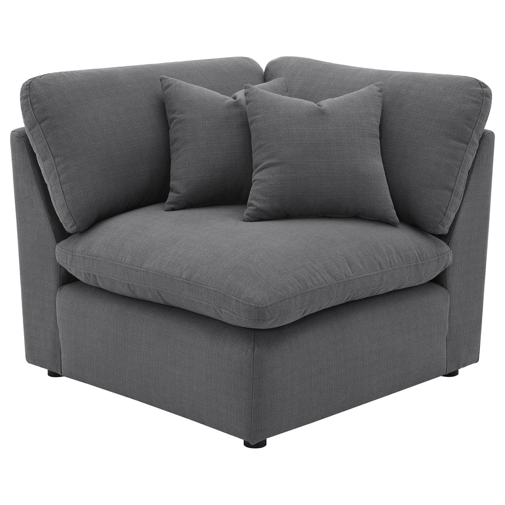 6 Piece Upholstered Modular Sectional Sofa With Reversible Cushions And Ottoman - Charcoal