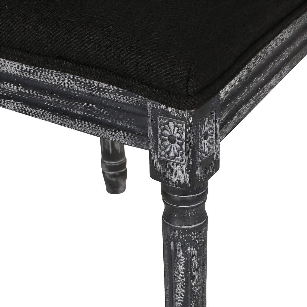 French Country Dining Chair With Rectangular Cane Backrest And Smooth Upholstered Seating