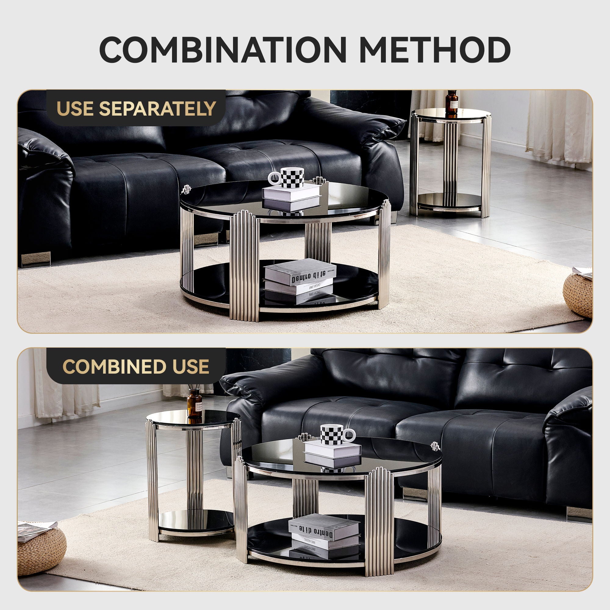 Round Table With Double Layer Storage