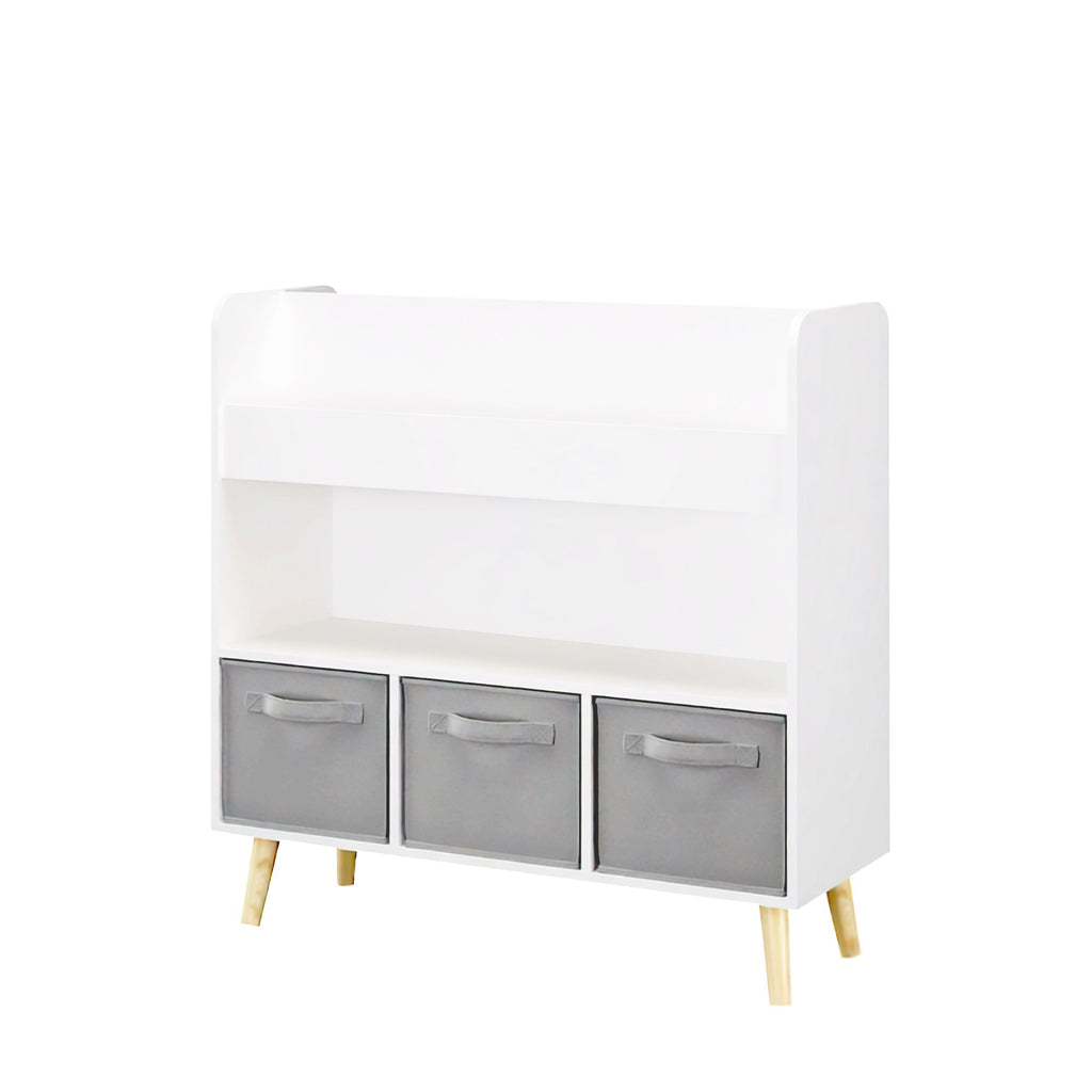 Bookshelf With 3 Bins, Storage Shelf For Toys And Books
