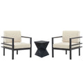 Modern 3 Piece Outdoor Patio Seating Set With Aluminum Frame And Weather Resistant Cushions - Beige / Gray
