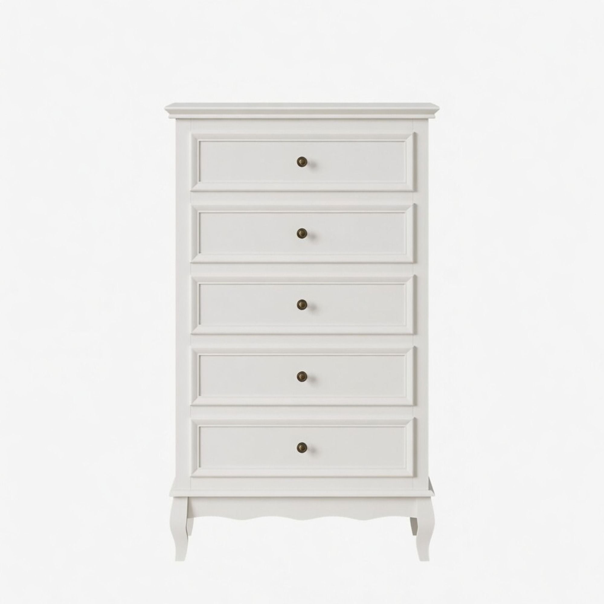 5 Drawer Tall Wide Chest Of Drawers - White