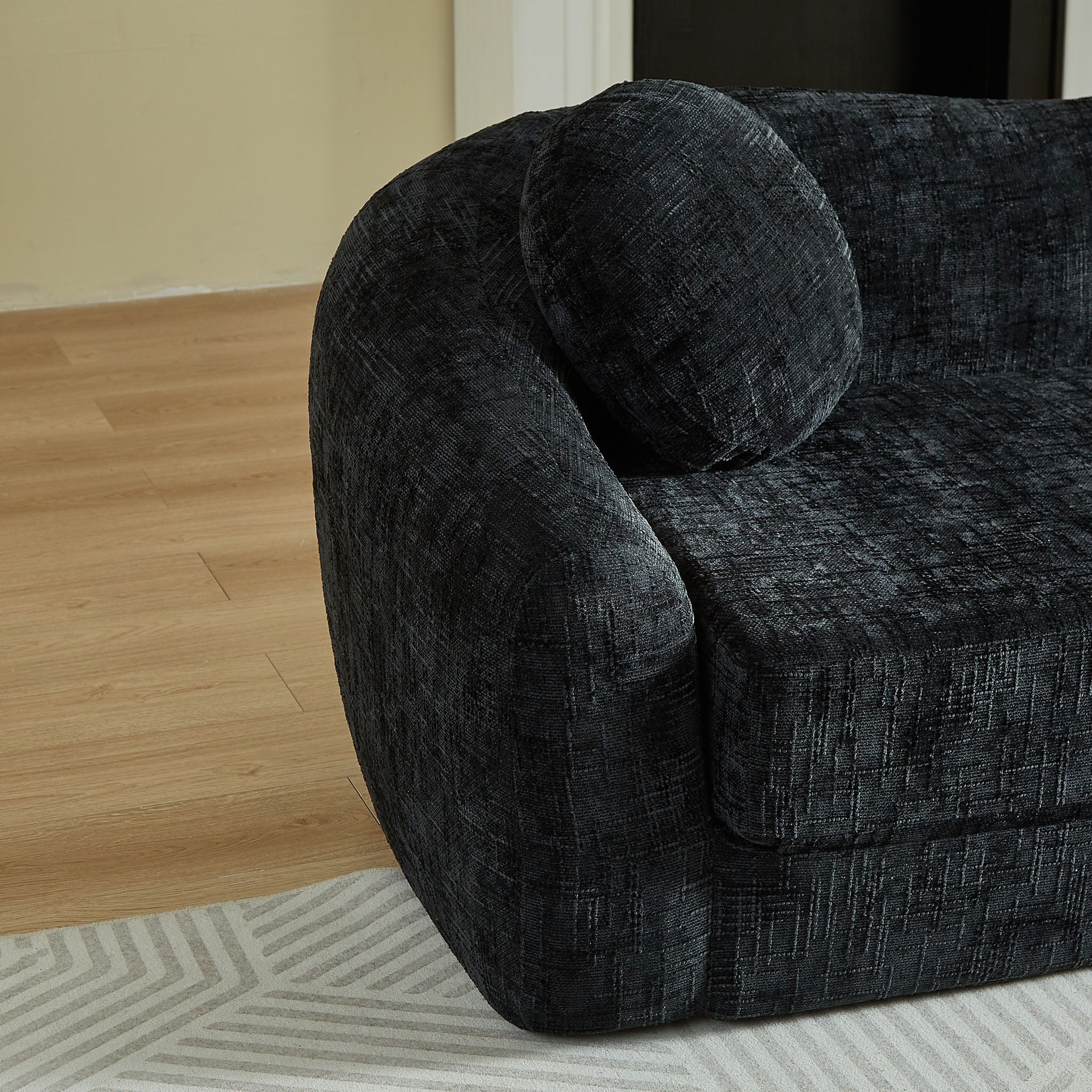 Curved Convertible Sofa, 2 In 1 Frameless Folding Sofa Bed With Pull Out Base And Deep Seat