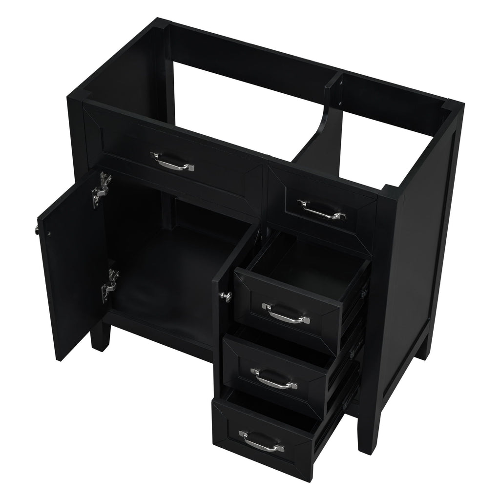 Modern Bathroom Vanity Base Only, 2 Doors And 3 Drawers
